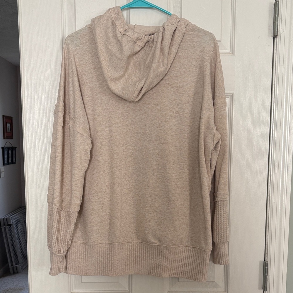 Cozy Lightweight Hooded Sweatshirt in Beige - Picture 2 of 3